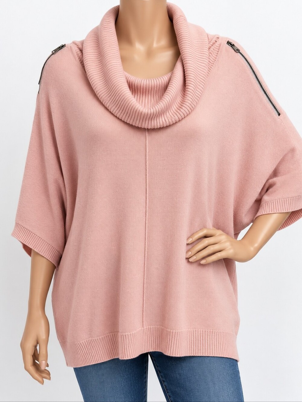 Women's Dusty Pink Cowl Neck Sweater